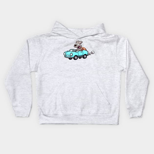 Dog Driving A Car Kids Hoodie by TheMaskedTooner